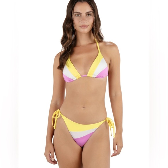 Hurley Summer Block Triangle Bikini Top Aster Mimosa NWT XL - Picture 2 of 5